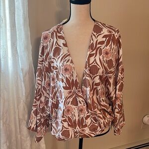 Floral V-Neck Wrap Top